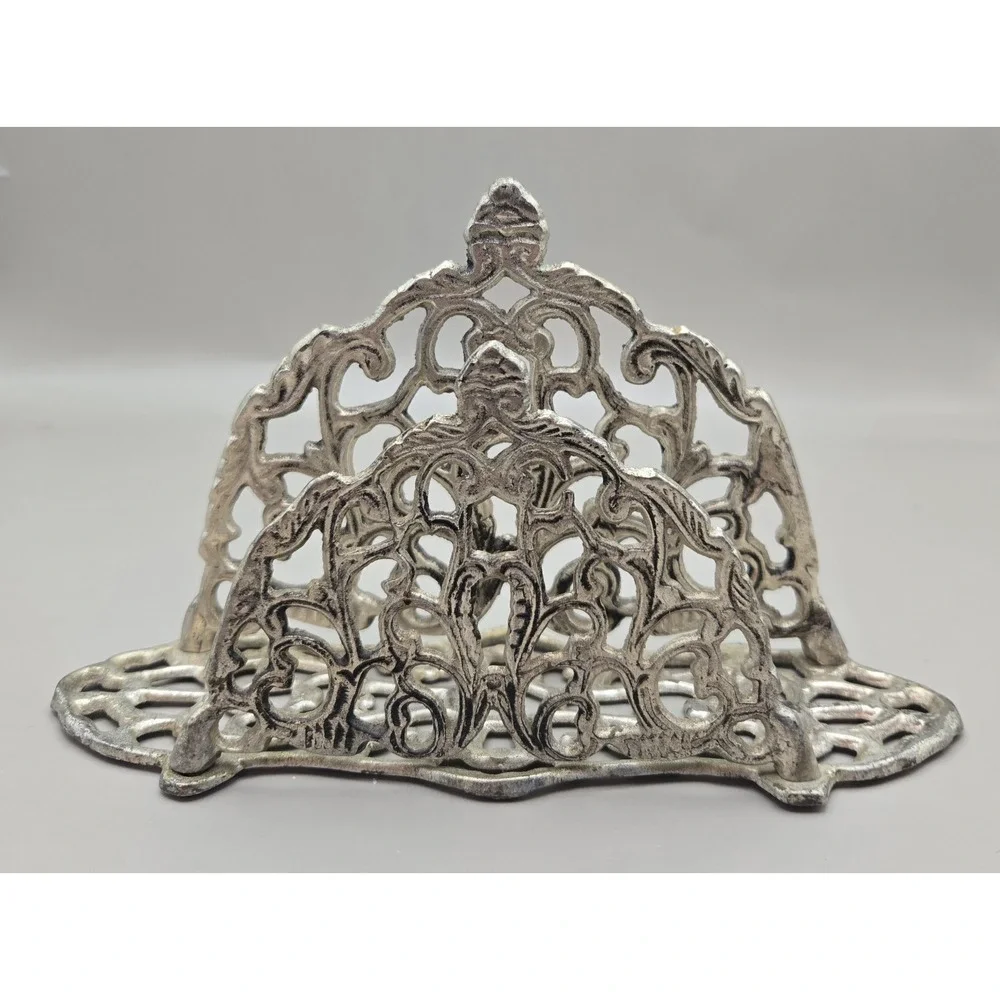 Vintage Metal Letter Holder Art Nouveau Natural Patina  Ornate Scroll‎ Work